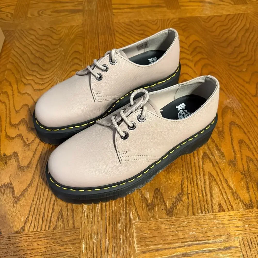 Dr. Martens 1461 Quad II Vintage Taupe Platform Derby Leather Sz Wmns 9 Men 10